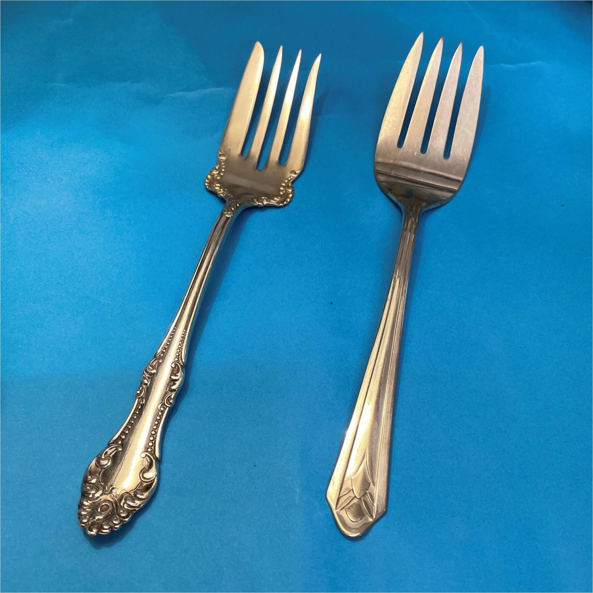 Early C20th Silver Plate Serving Forks - Silver