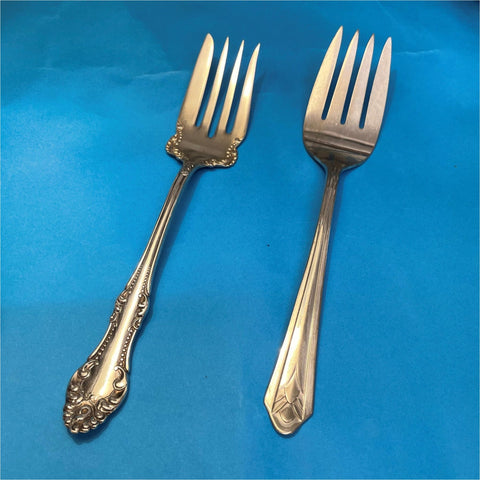 Early C20th Silver Plate Serving Forks - Silver