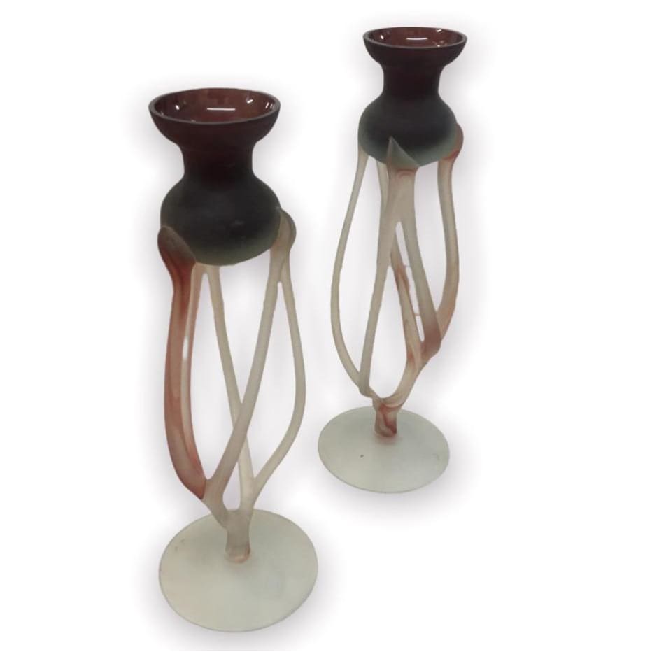 Frosted Glass Candlesticks - Lighting