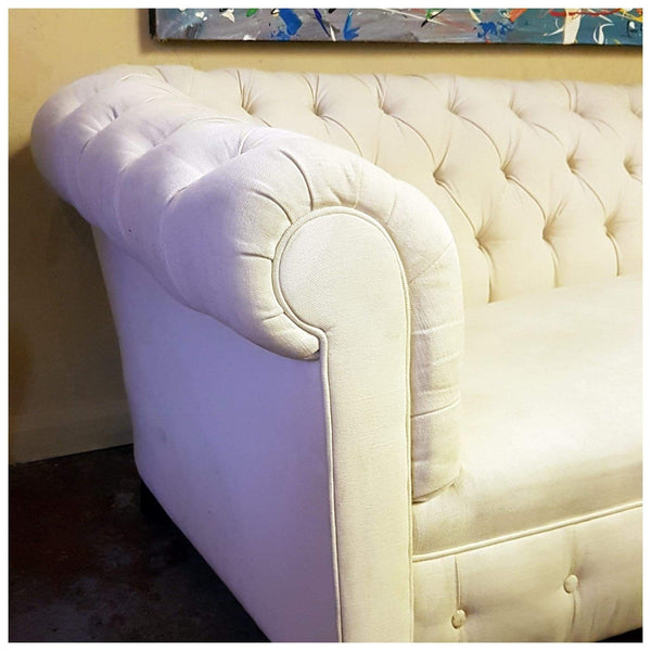 Furniture - Cream Deep Buttoned C19th Chesterfield Sofa