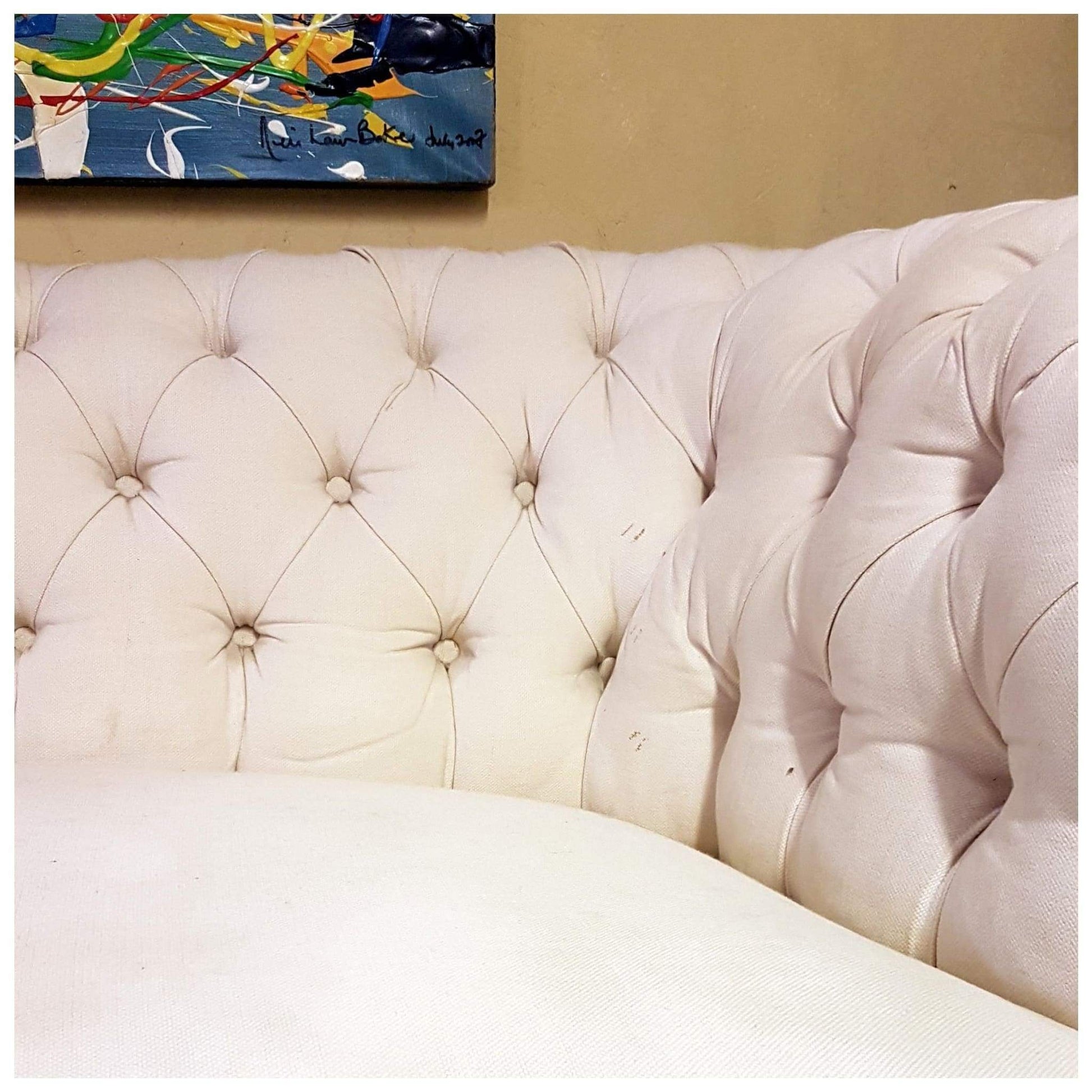 Furniture - Cream Deep Buttoned C19th Chesterfield Sofa