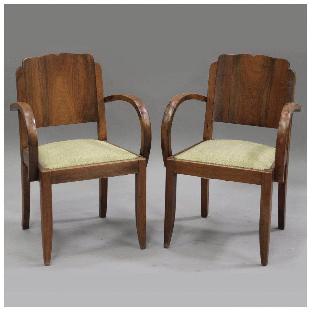 Furniture - Pair Of French Art Deco Walnut Chairs