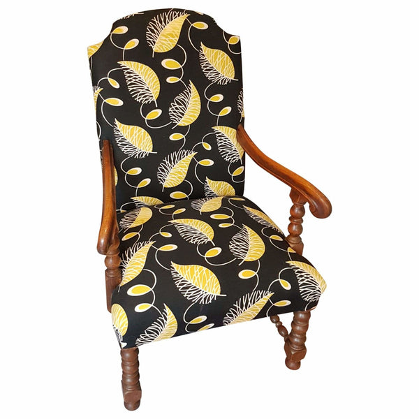 Furniture - Queen Anne Armchair In Vintage 1930s Fabric