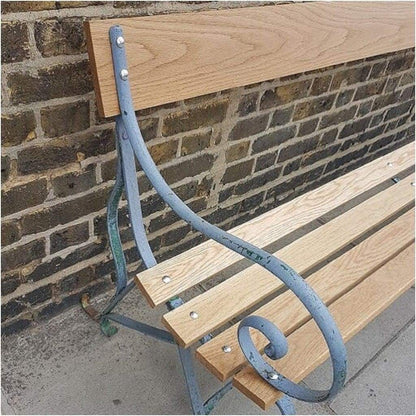 Garden - Mid C20th Scroll Wrought Iron And Oak Slatted Bench