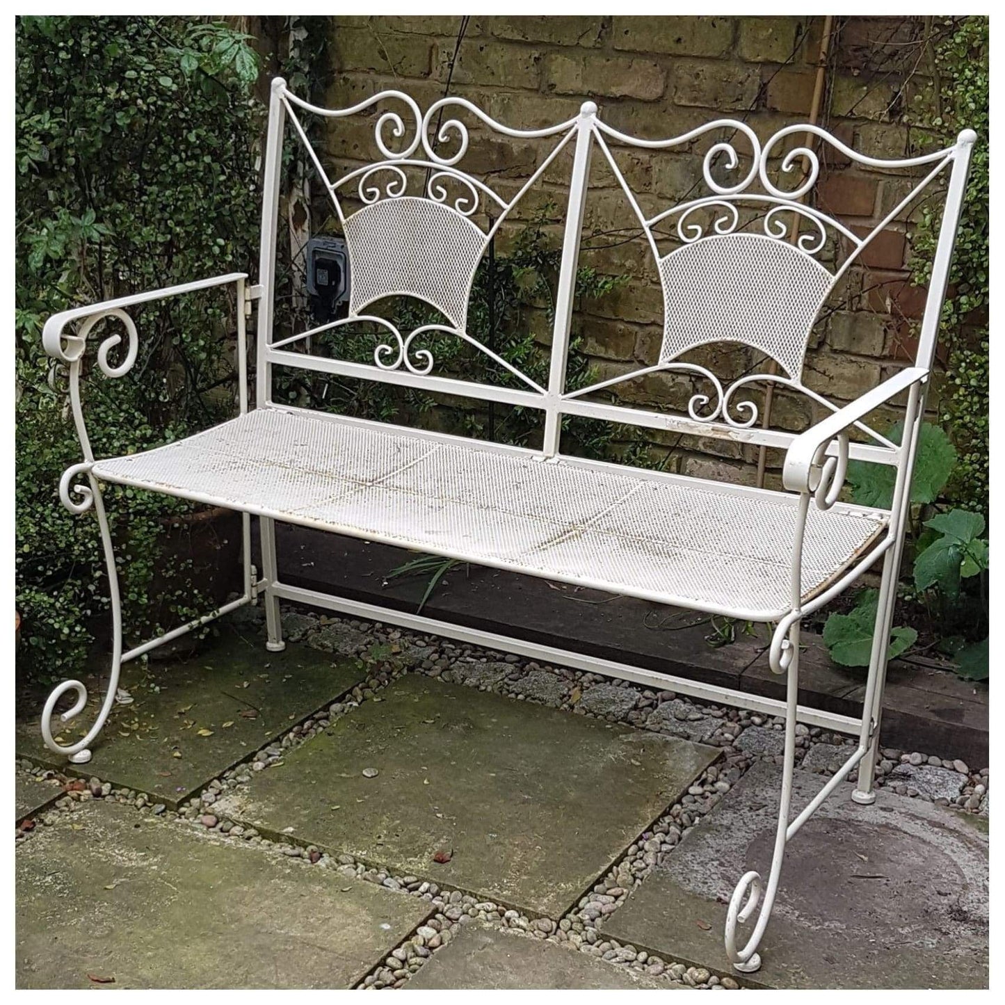 Garden - White Iron Garden Bench