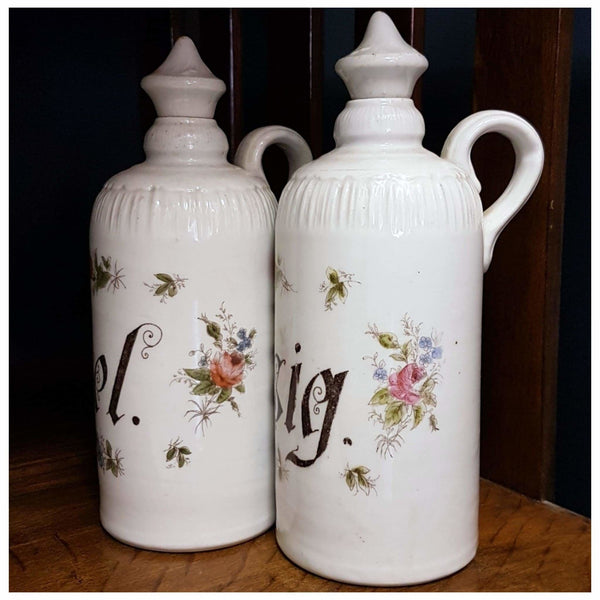 Ceramics - German Porcelain Oil And Vinegar Pitchers