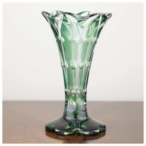 Glass - 1930s Art Deco Green Vase