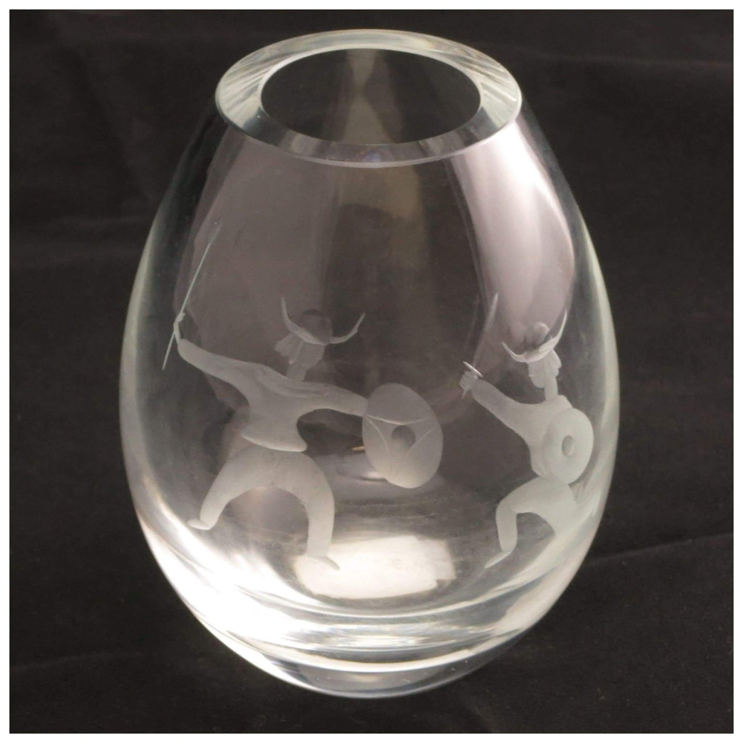 Glass - Cut Glass Vase With Fighting Figures