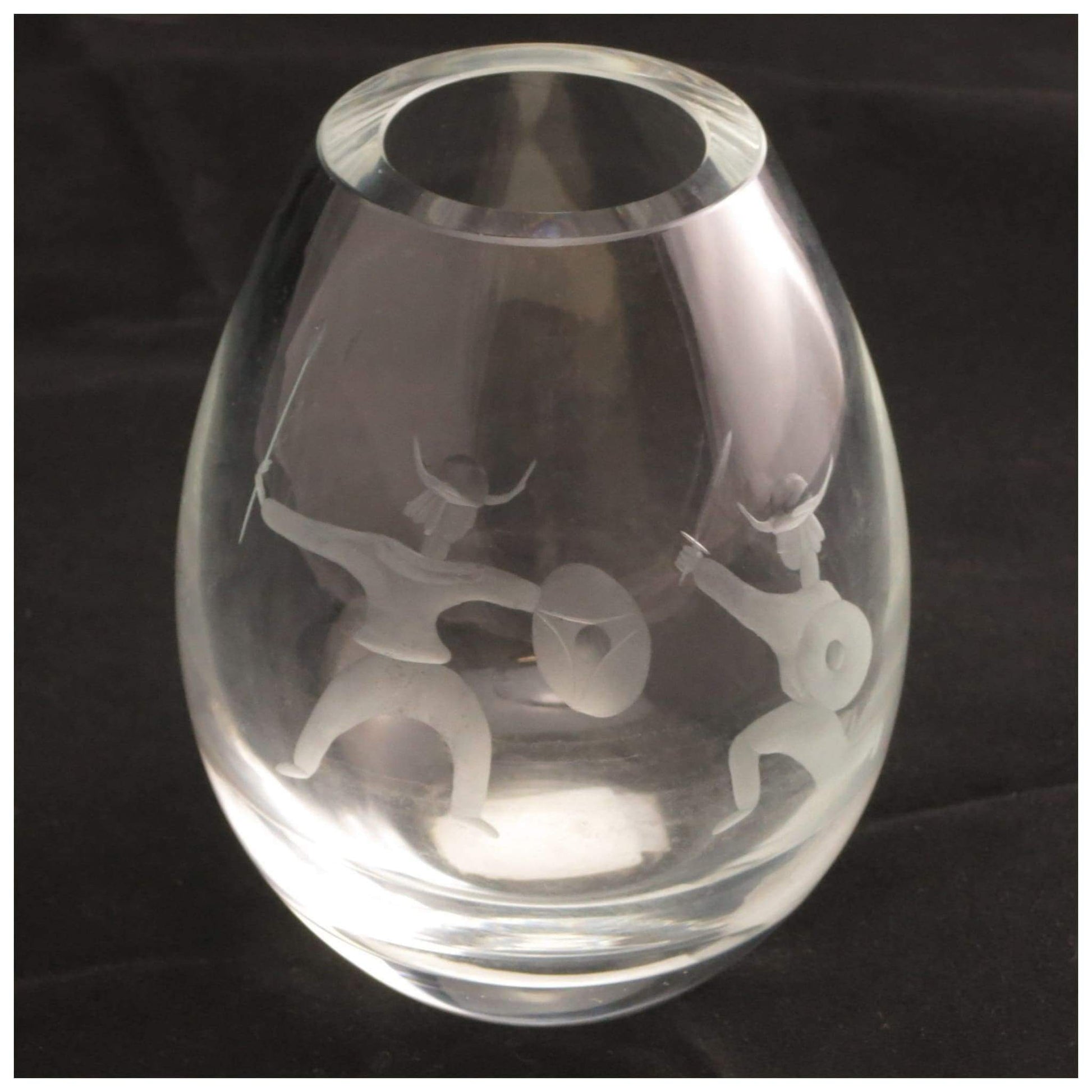 Glass - Cut Glass Vase With Fighting Figures