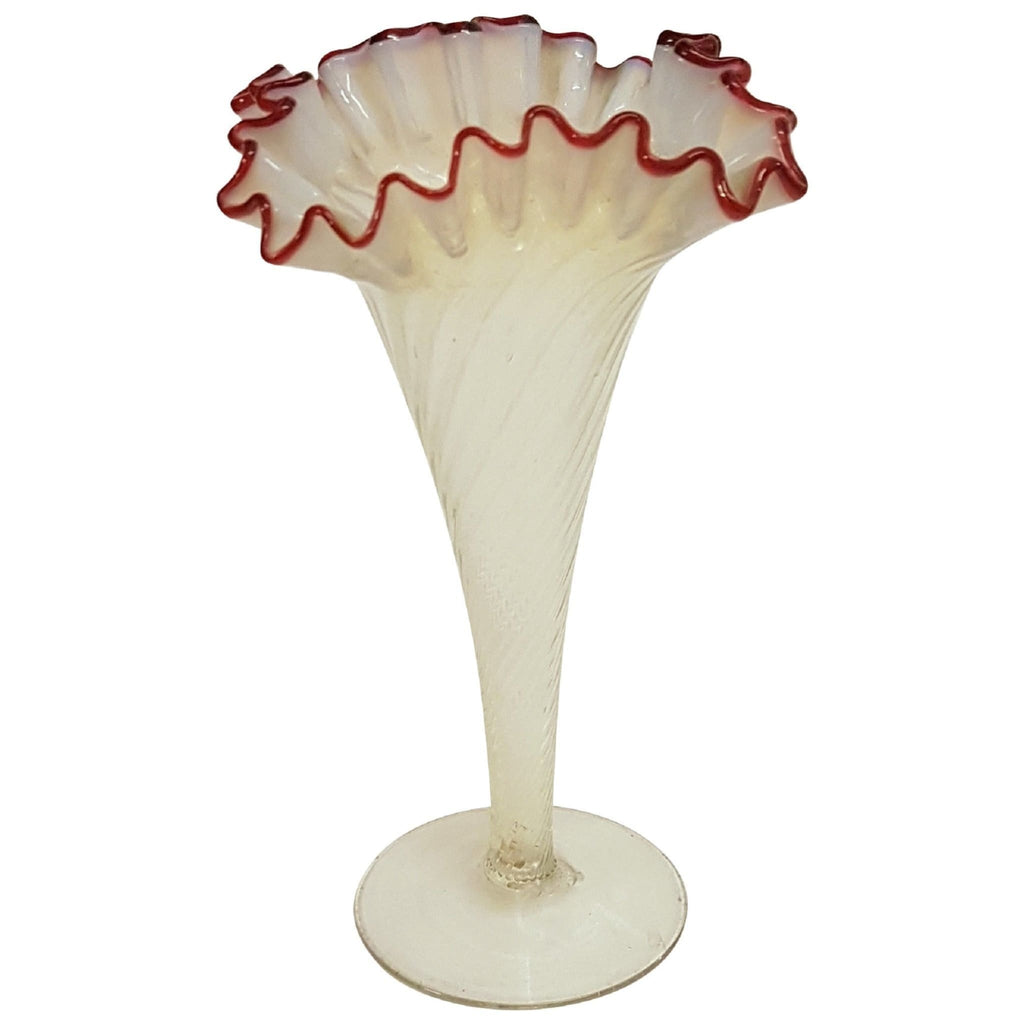Glass - Red Ruffled Edge Vase