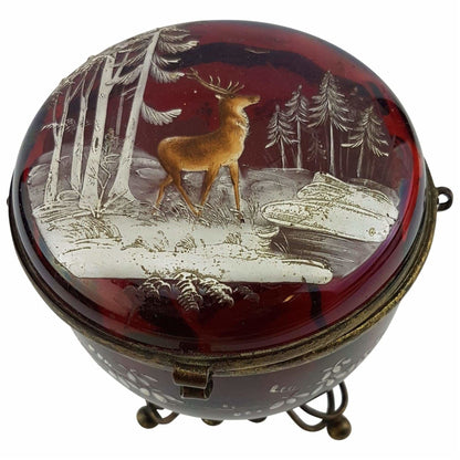 Glass - Victorian Cranberry Glass Dresser Box