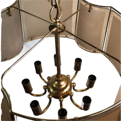 Large Mid-Century Smoked Glass Hanging Light - Lighting