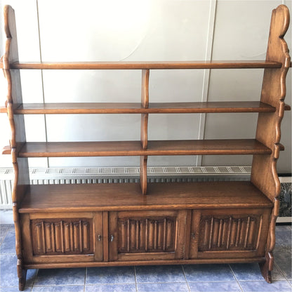 Large Oak Waterfall Bookcase - Furniture