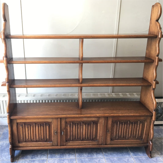 Large Oak Waterfall Bookcase - Furniture