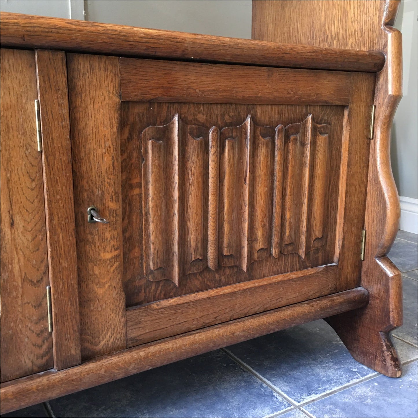 Large Oak Waterfall Bookcase - Furniture