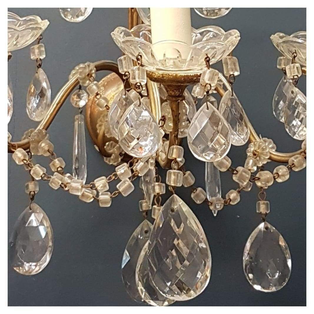 Lighting - Pair Of 3-Light Cut Glass Wall Sconces
