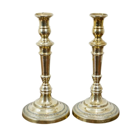 Lighting - Pair Of Antique Brass Candlesticks