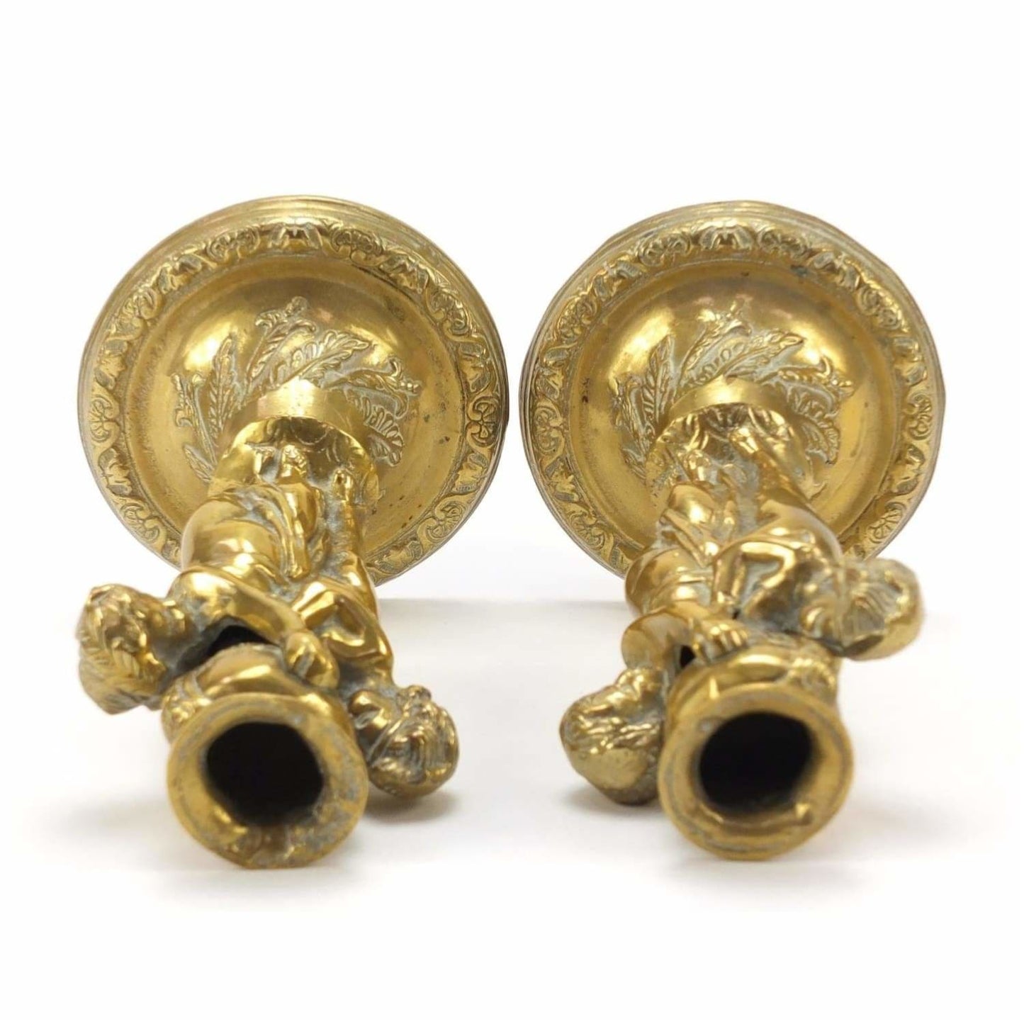 Lighting - Pair Of Classical Bronzed Candlesticks