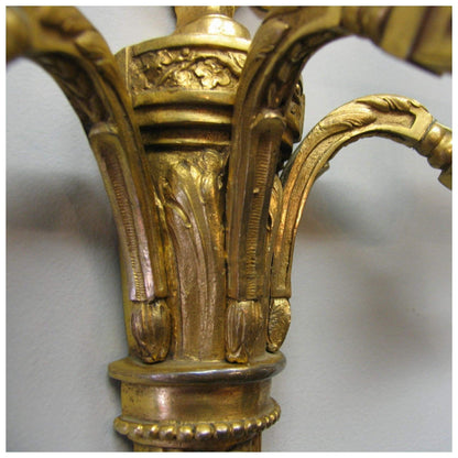 Lighting - Pair Of Early 20th Century Neoclassical Bronze 3-Branch Wall Lights