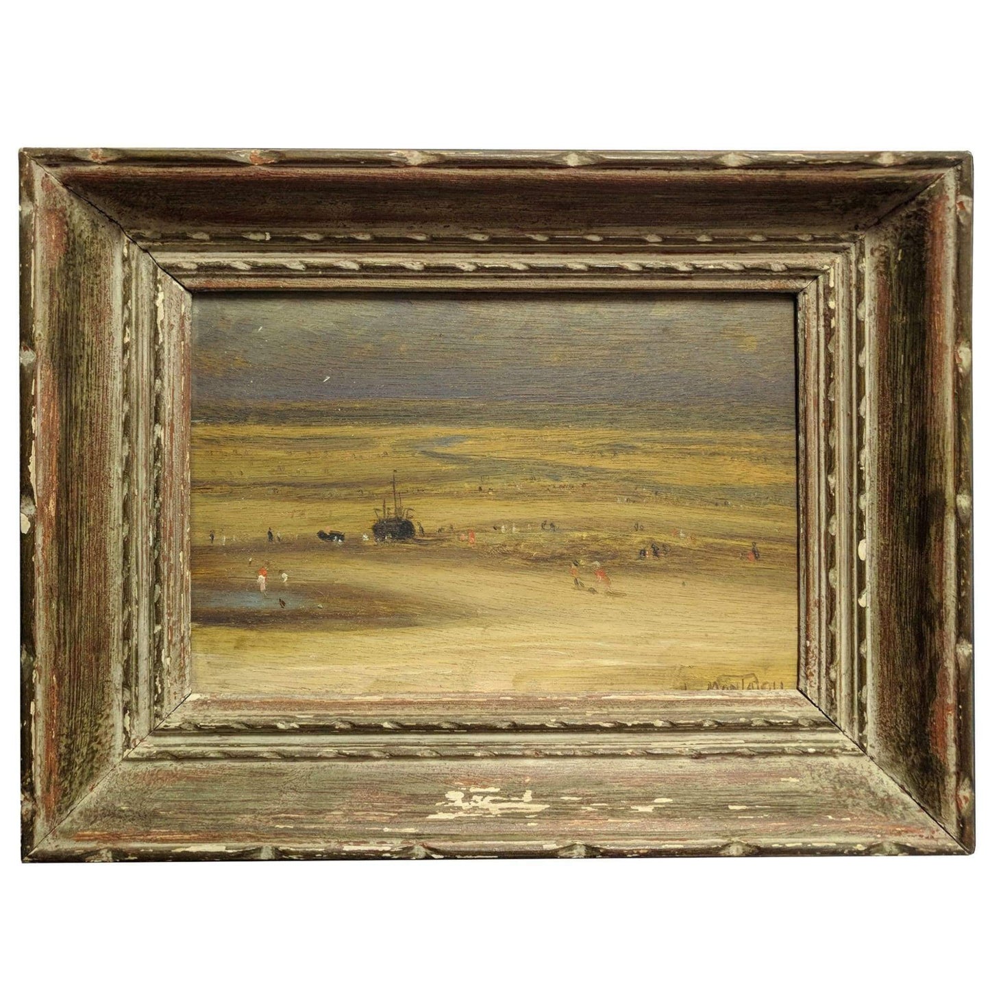 Louis Montaigu - Beach Scene At Low Tide