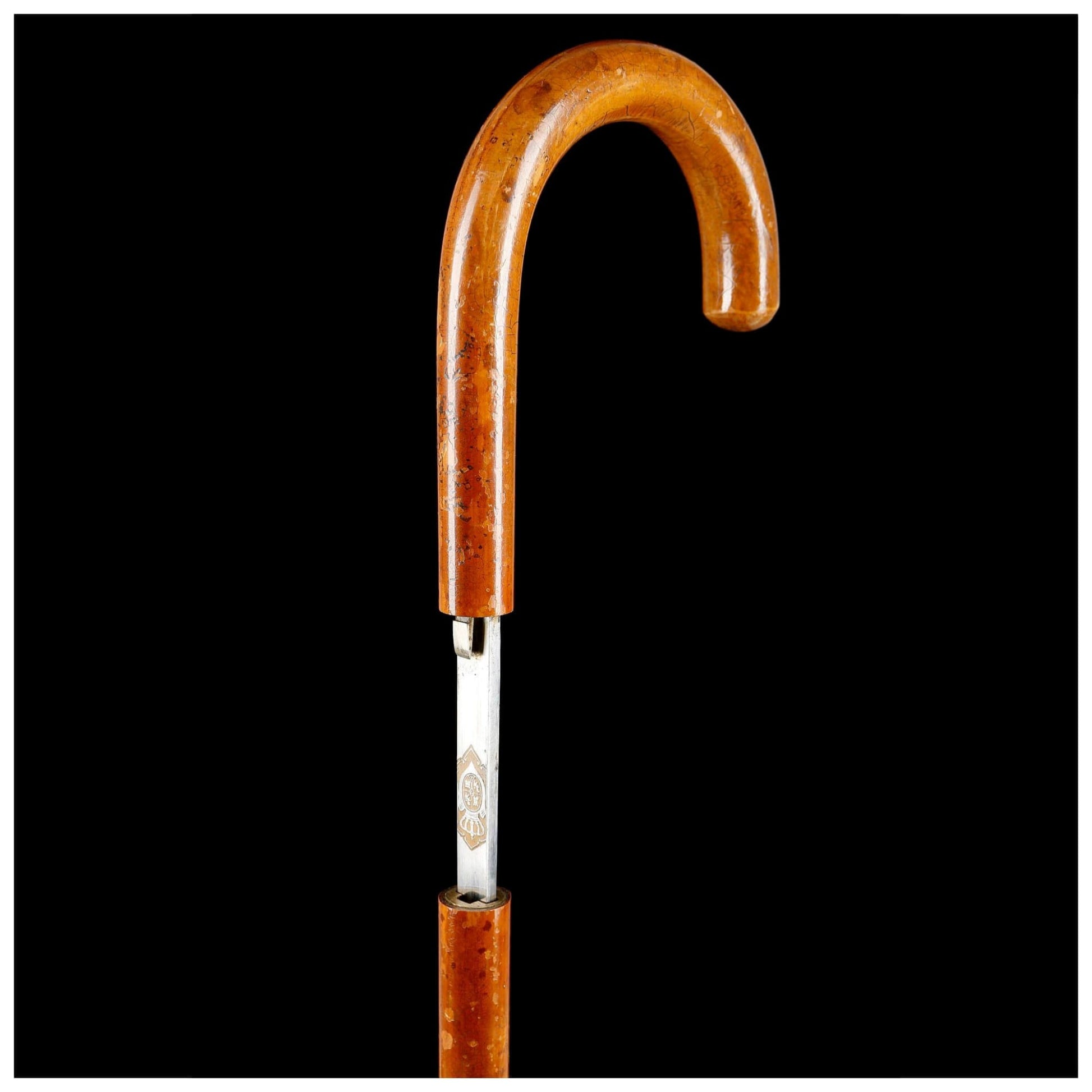 Miscellaneous - Crook Handled Malacca Antique Sword-Cane