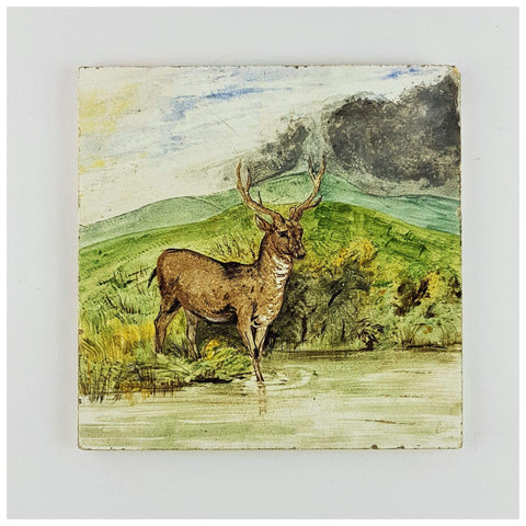 Miscellaneous - Minton Tile Of Stag In A Landscape