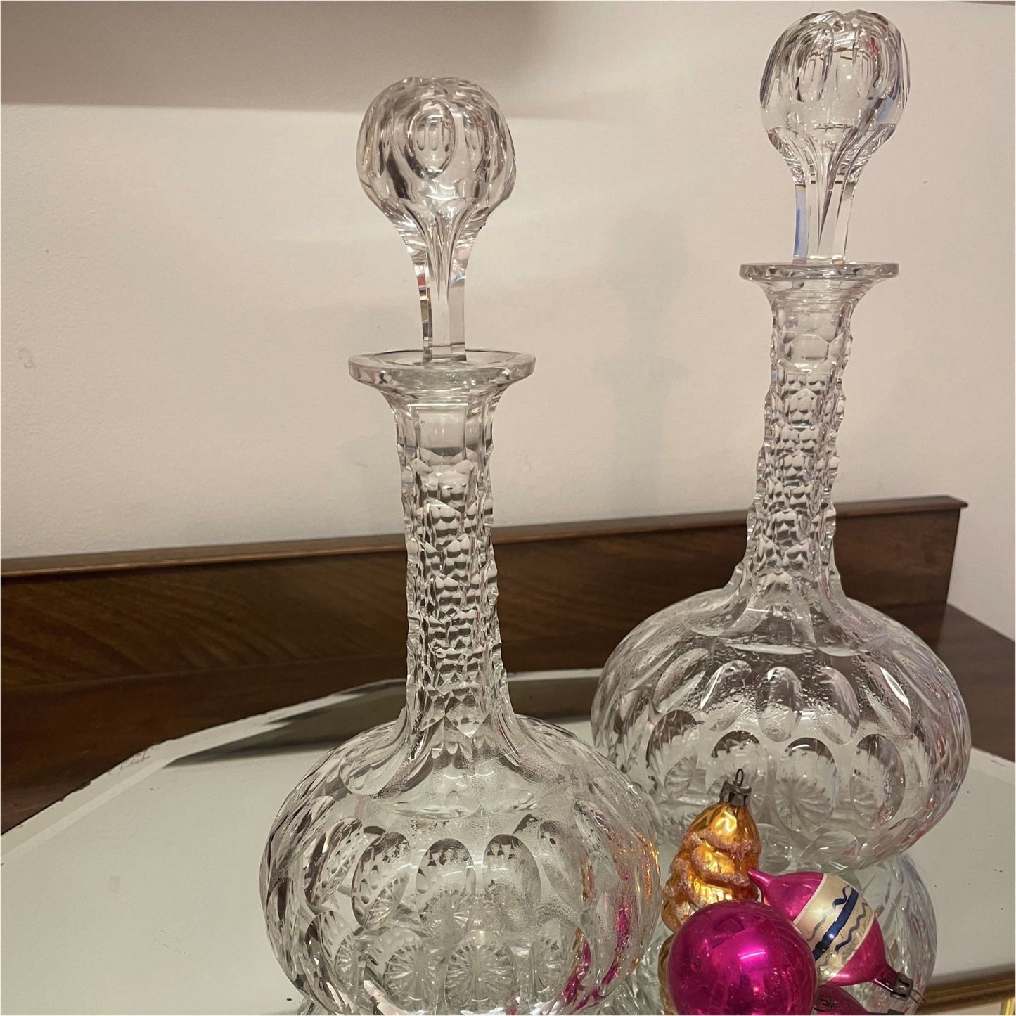 Pair Of Cut Glass Decanters - Glass