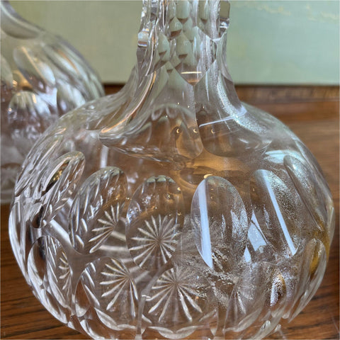 Pair Of Cut Glass Decanters - Glass