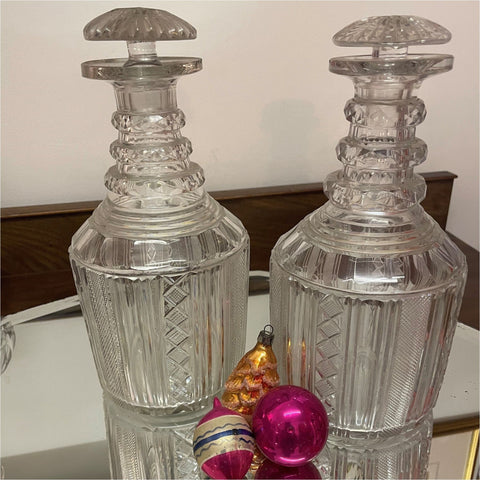 Pair Of Victorian Cut Glass Decanters - Glass