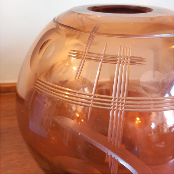 Peach Art Deco Studio Vase - Glass