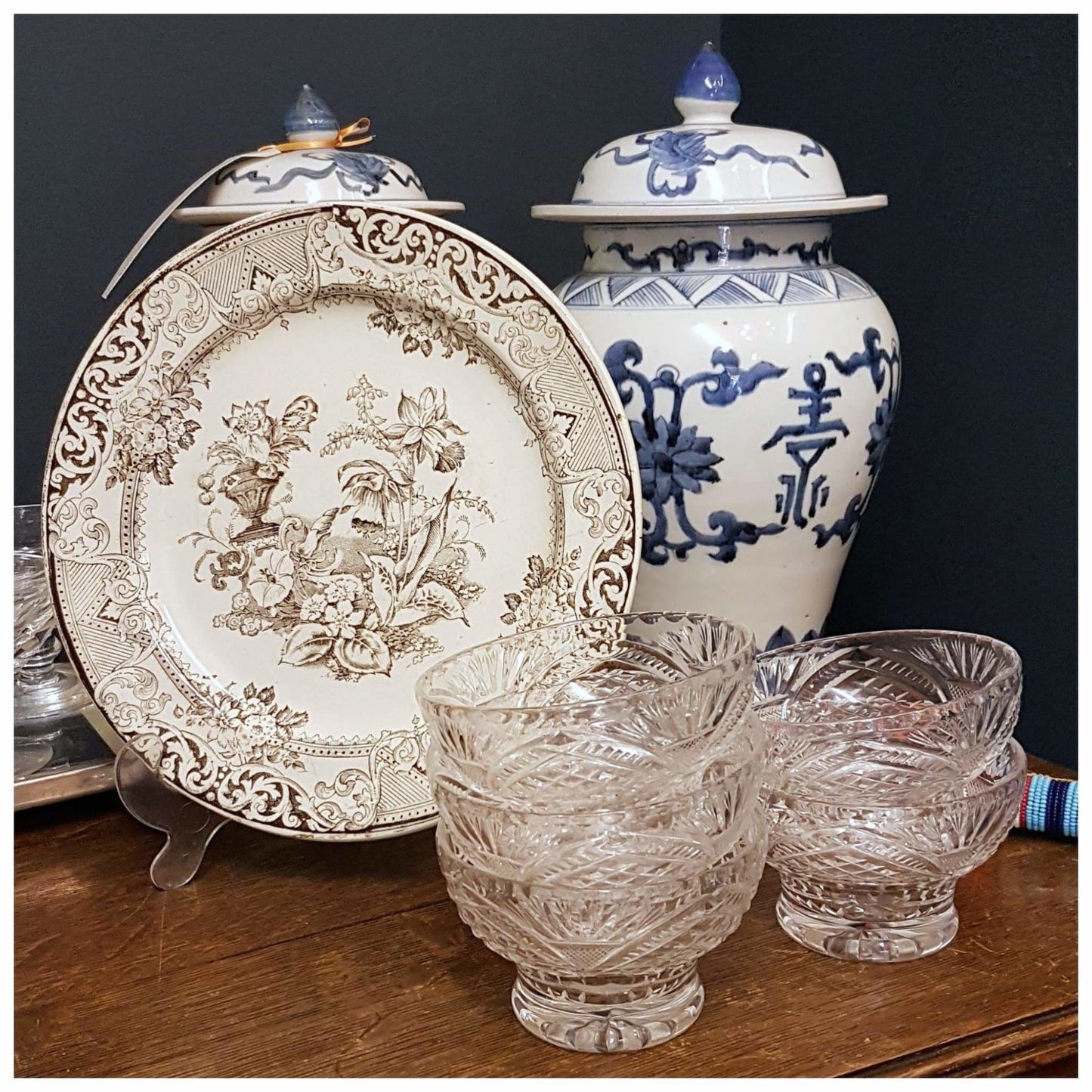 Glass - Small Cut Glass Footed Bowls