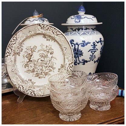 Glass - Small Cut Glass Footed Bowls