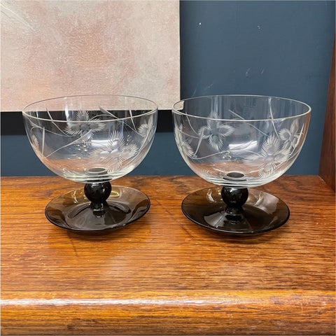 Two Engraved Sundae Glasses - Glass