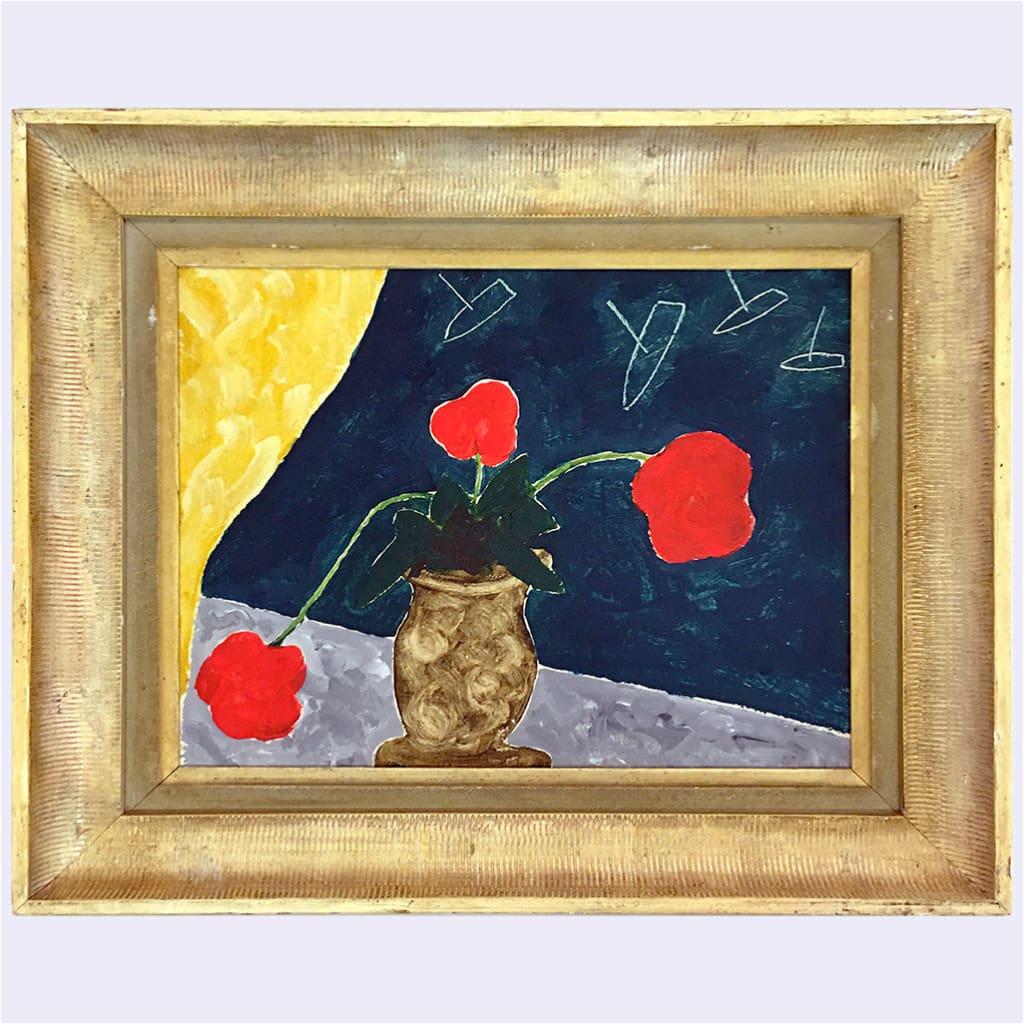 Vase Of Red Flowers Painting - Art