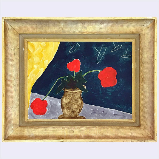 Vase Of Red Flowers Painting - Art