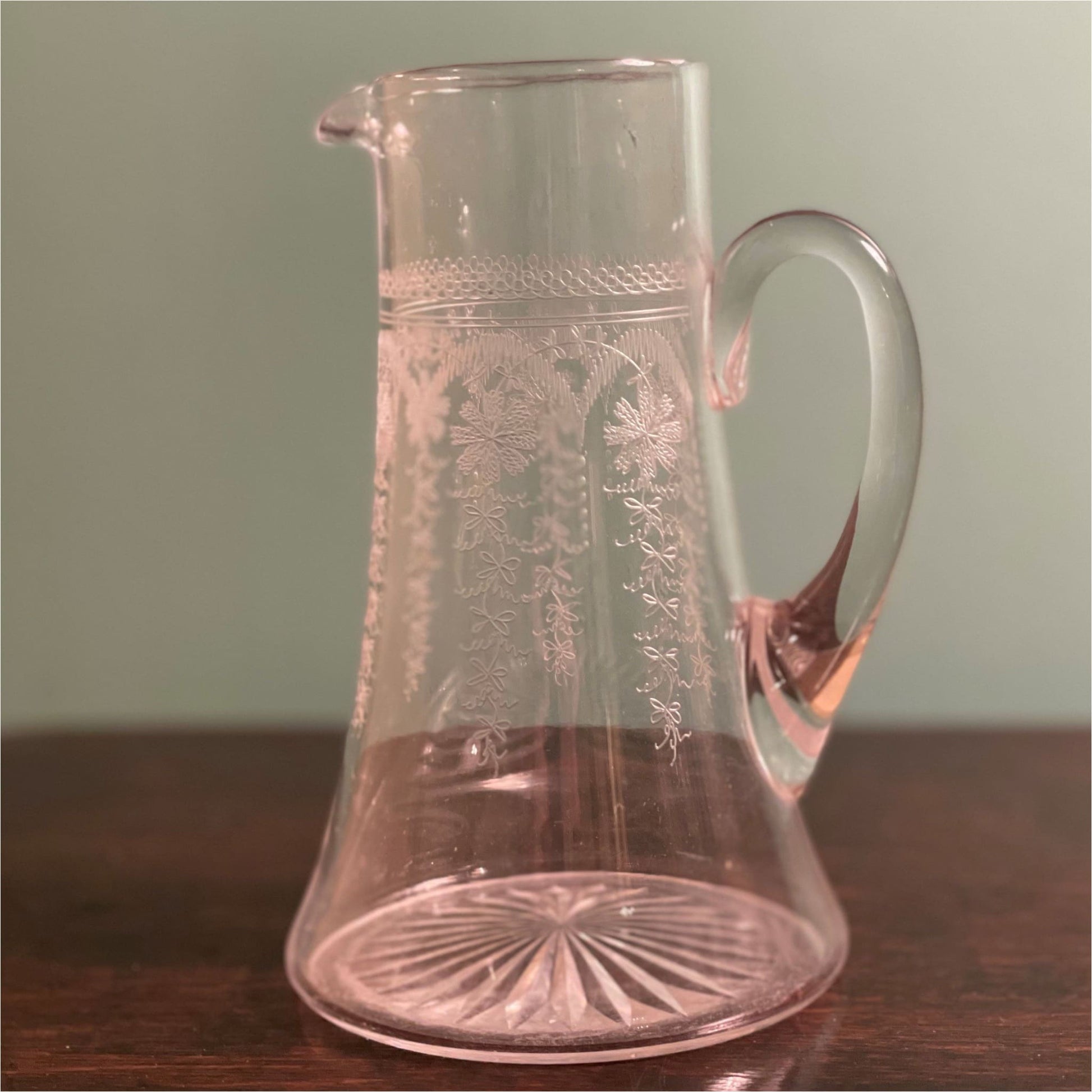 Victorian Etched Tumblers & Matching Jug - Glass