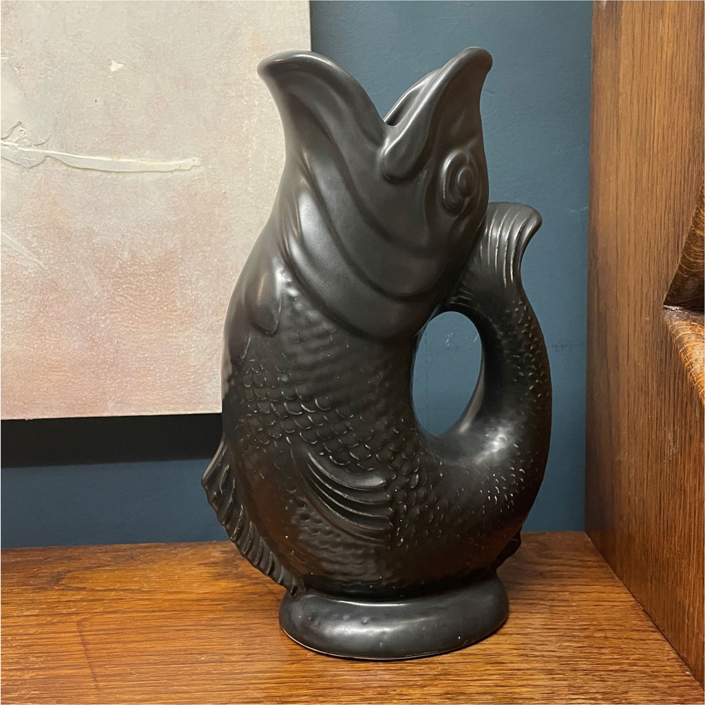 Vintage Black Gurgle Jug - Ceramics