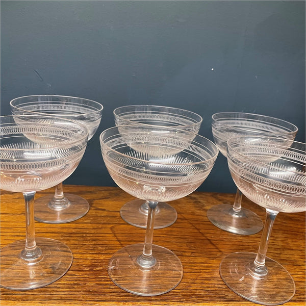 Vintage Champagne Coupes - Glass