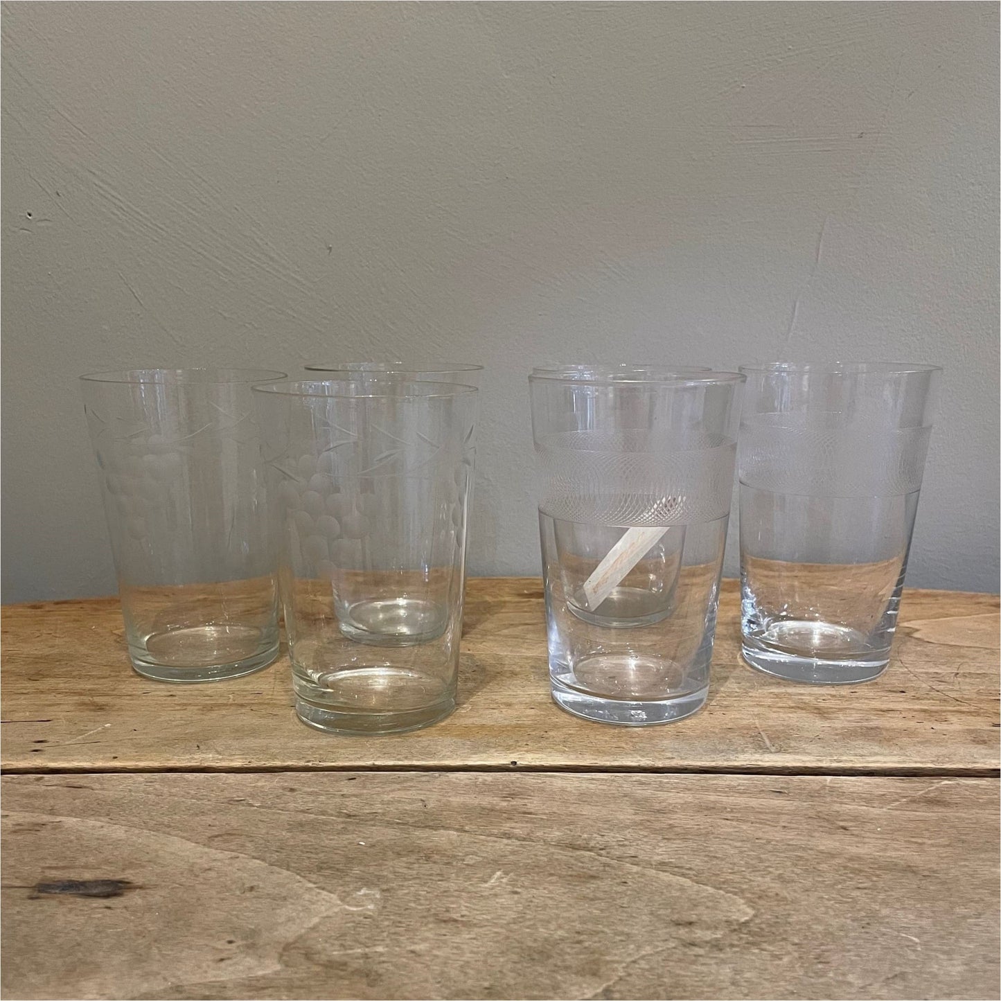 Vintage Etched Glass Tumblers - Glass