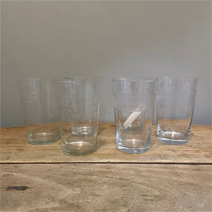 Vintage Etched Glass Tumblers - Glass