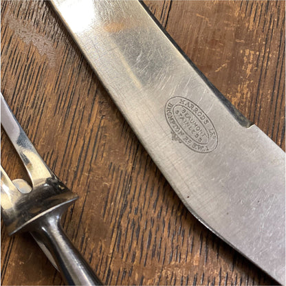 Vintage Harrods Carving Set - Silver