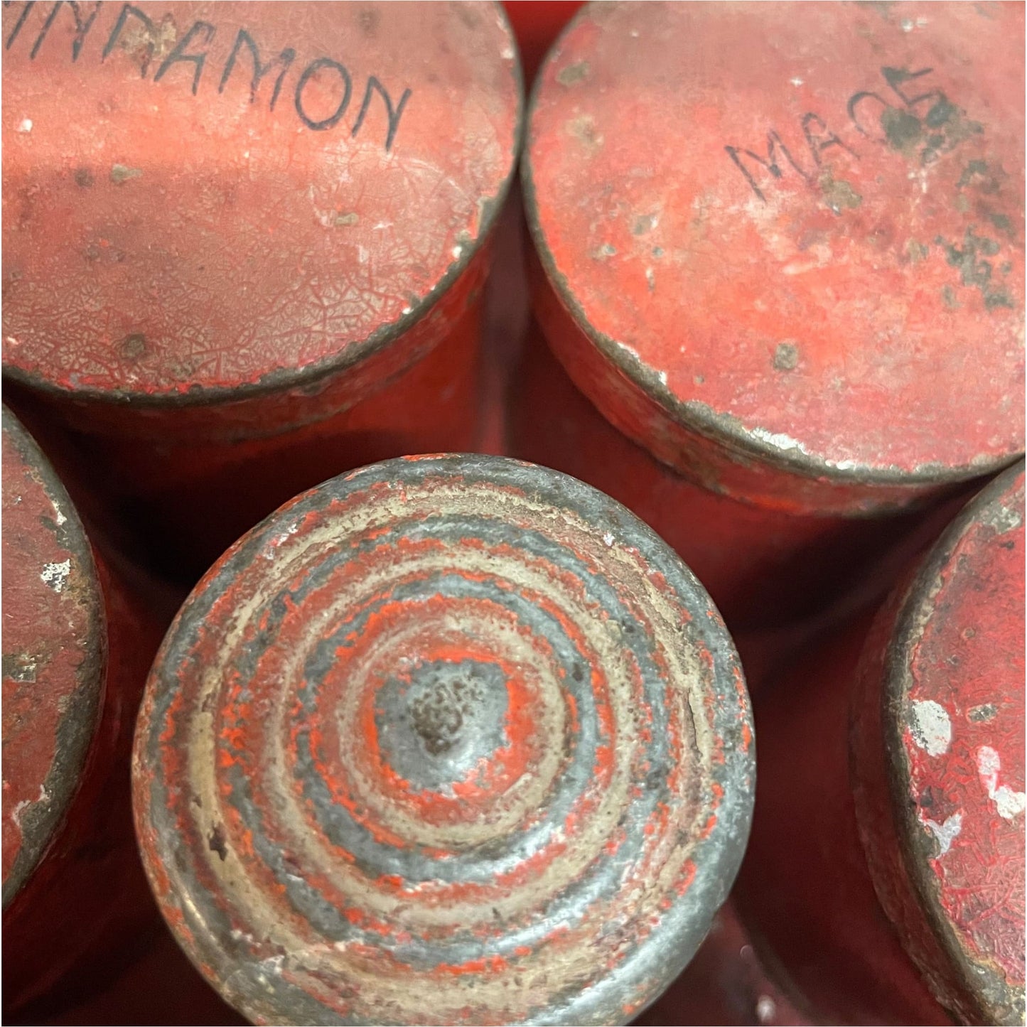 Vintage Red Metal Spice Tray - Trays