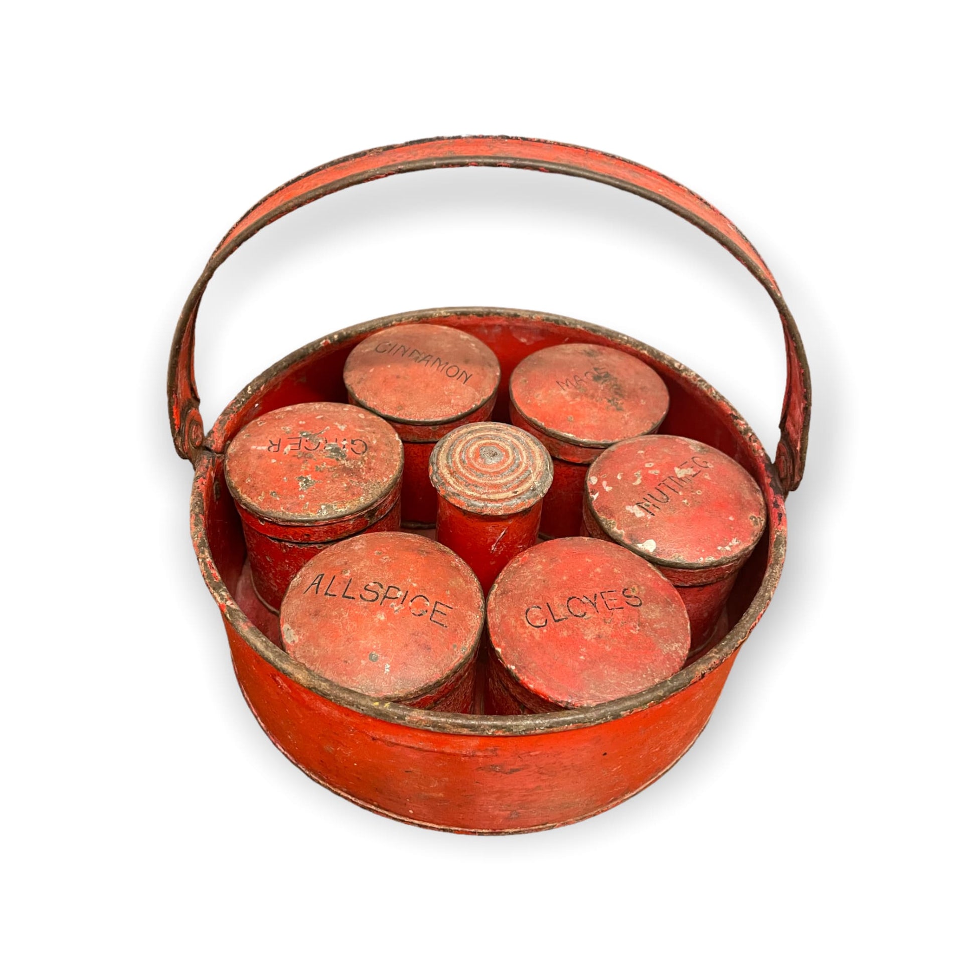 Vintage Red Metal Spice Tray - Trays