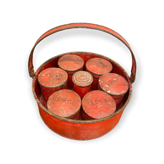 Vintage Red Metal Spice Tray - Trays